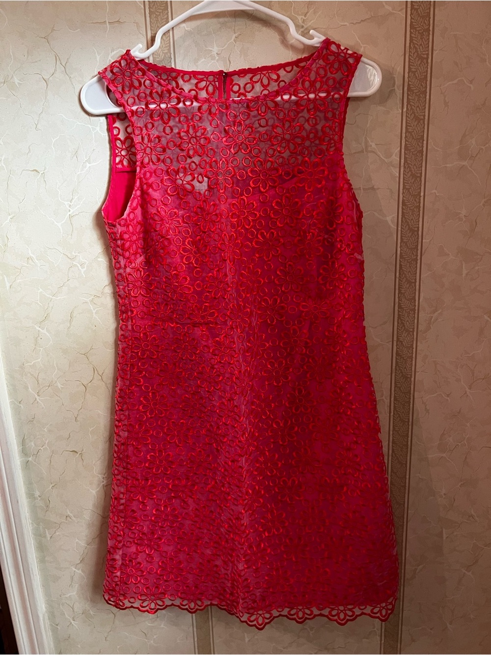 Donna Morgan Red Floral Lace Sheath Dress